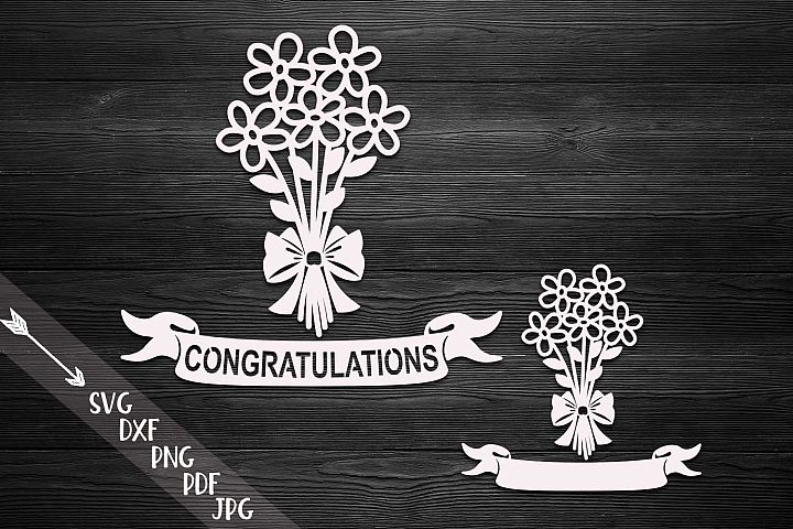 congratulations flowers bouquet ribbon paper cut template
