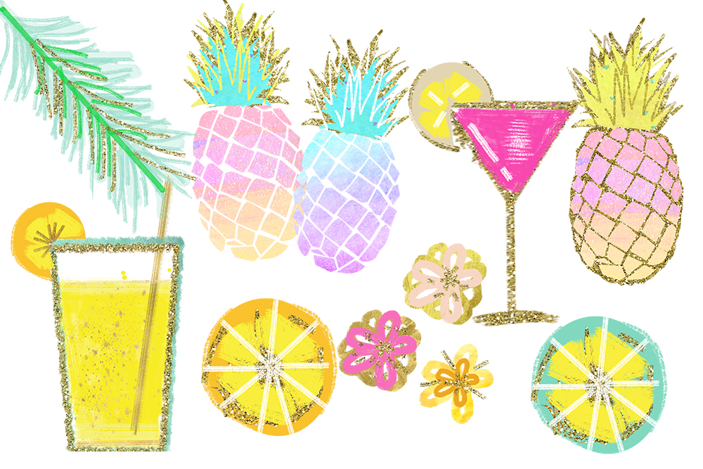 Tropical Clip Art, Watercolor Summer Cl | Design Bundles
