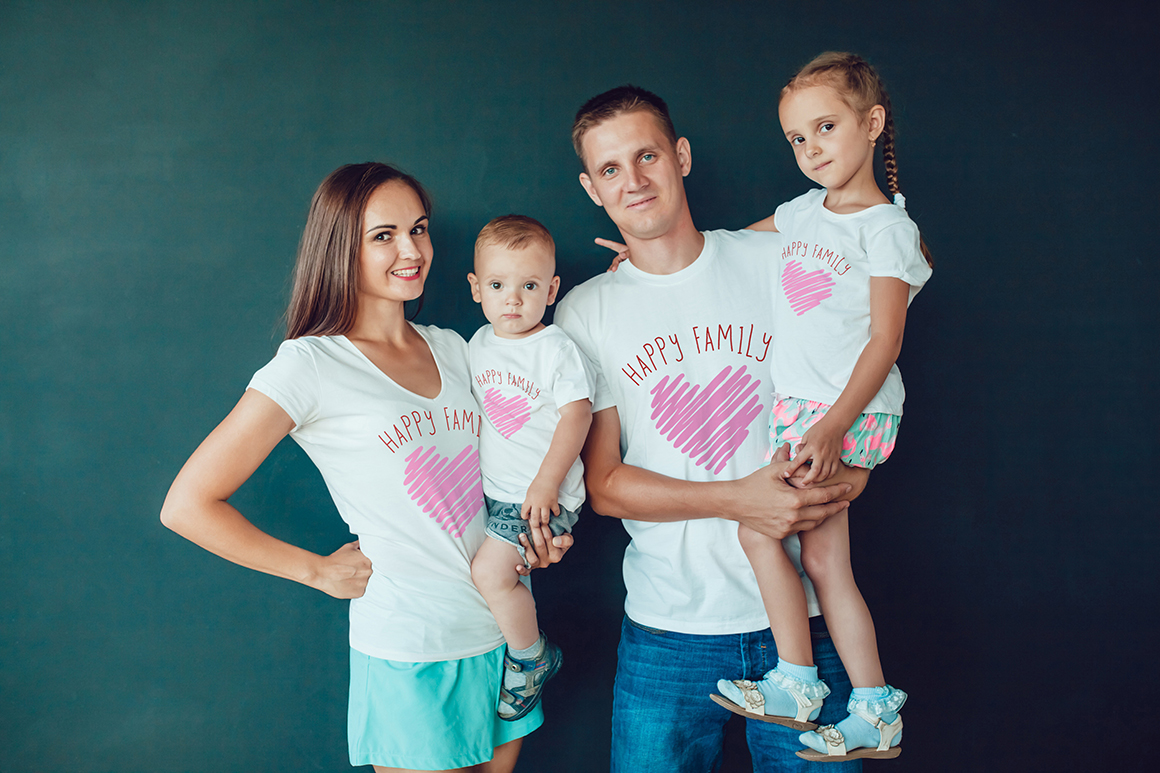 Download Happy Family T-Shirt Mock-Up by Freeman | Design Bundles