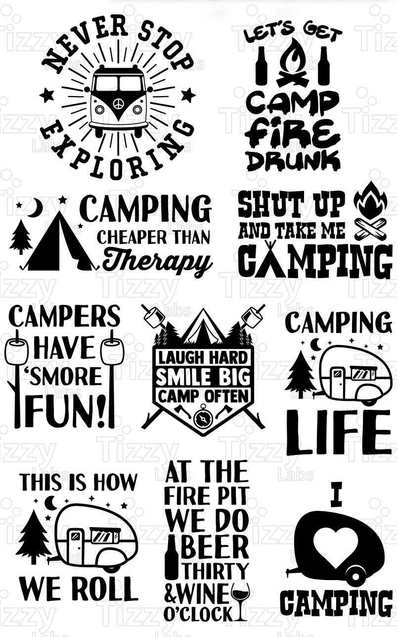 Camping Svg Bundle Set 3 SVG Files - Ca | Design Bundles