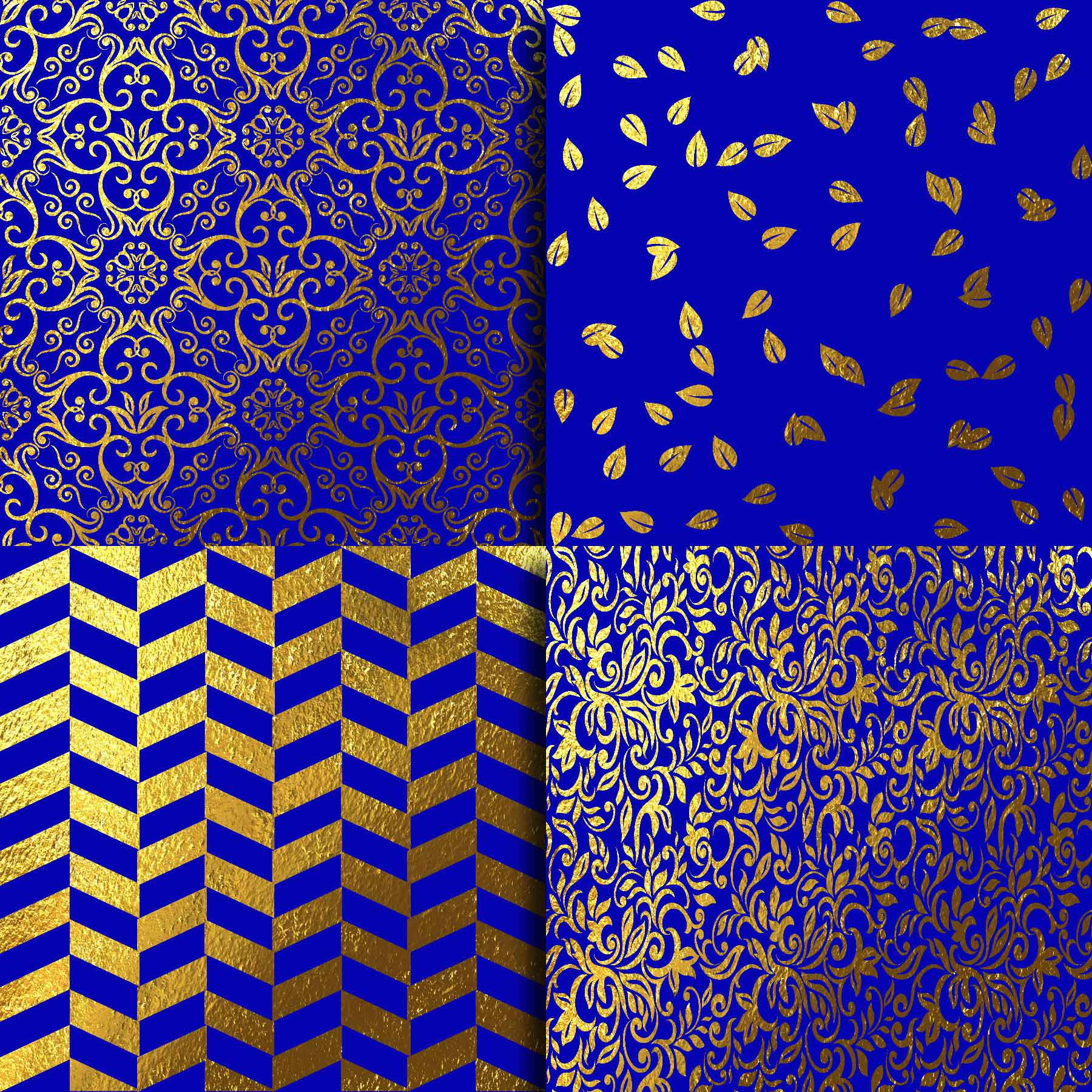 Royal Blue & Gold Foil Digital Paper by Design Bundles