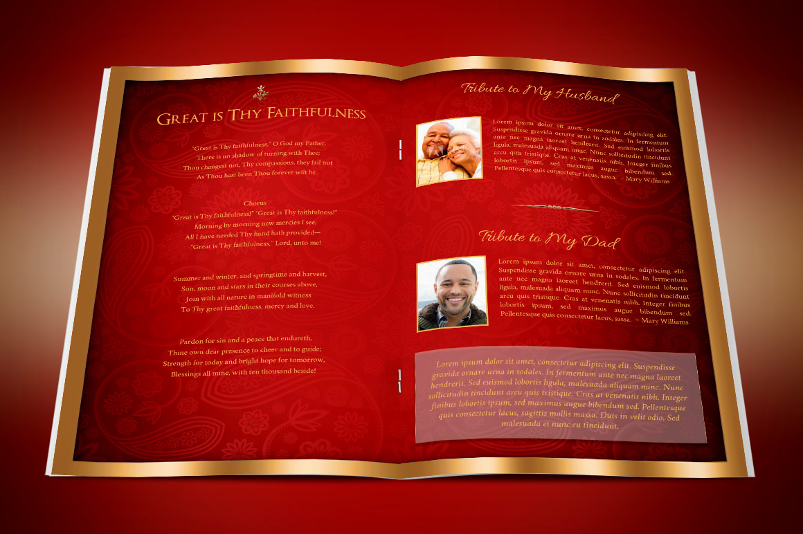 Red Gold Dignity Funeral Program Publis Design Bundles