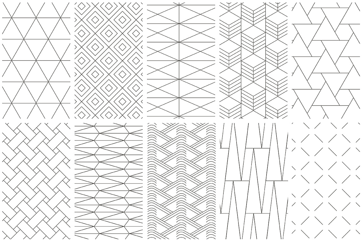  Simple  Line Geometric  Patterns  by Youan Design  Bundles