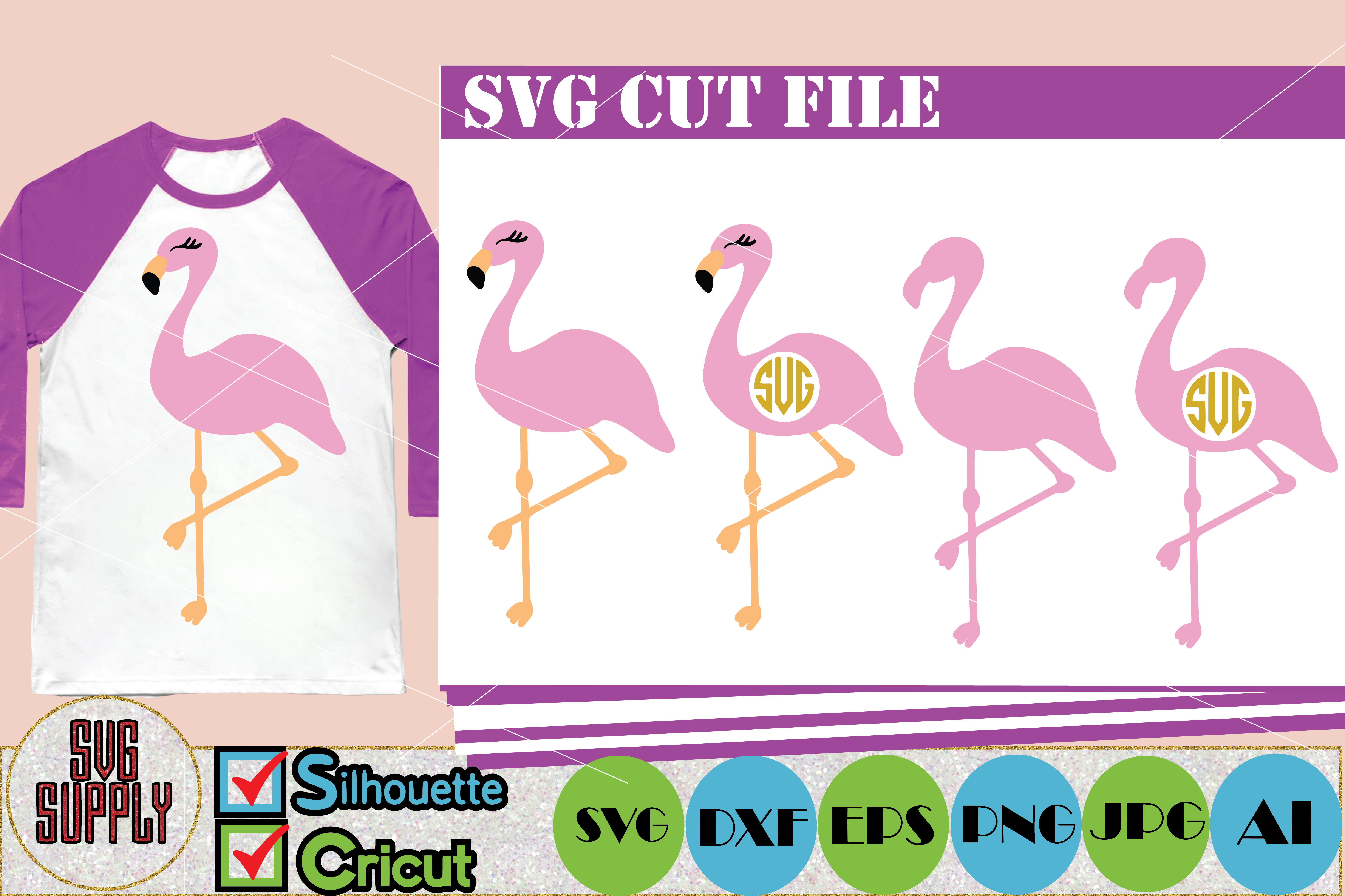 Download Flamingo SVG, Flamingo Monogram SVG Cut | Design Bundles