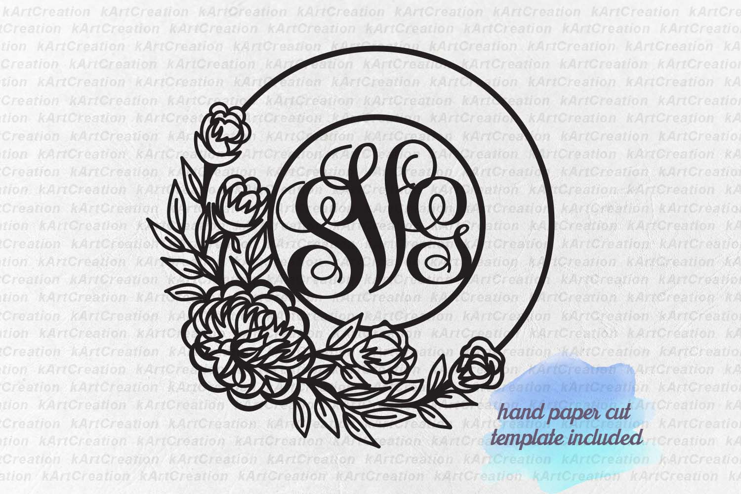 Download floral wreath paper cut svg, Monogram f | Design Bundles