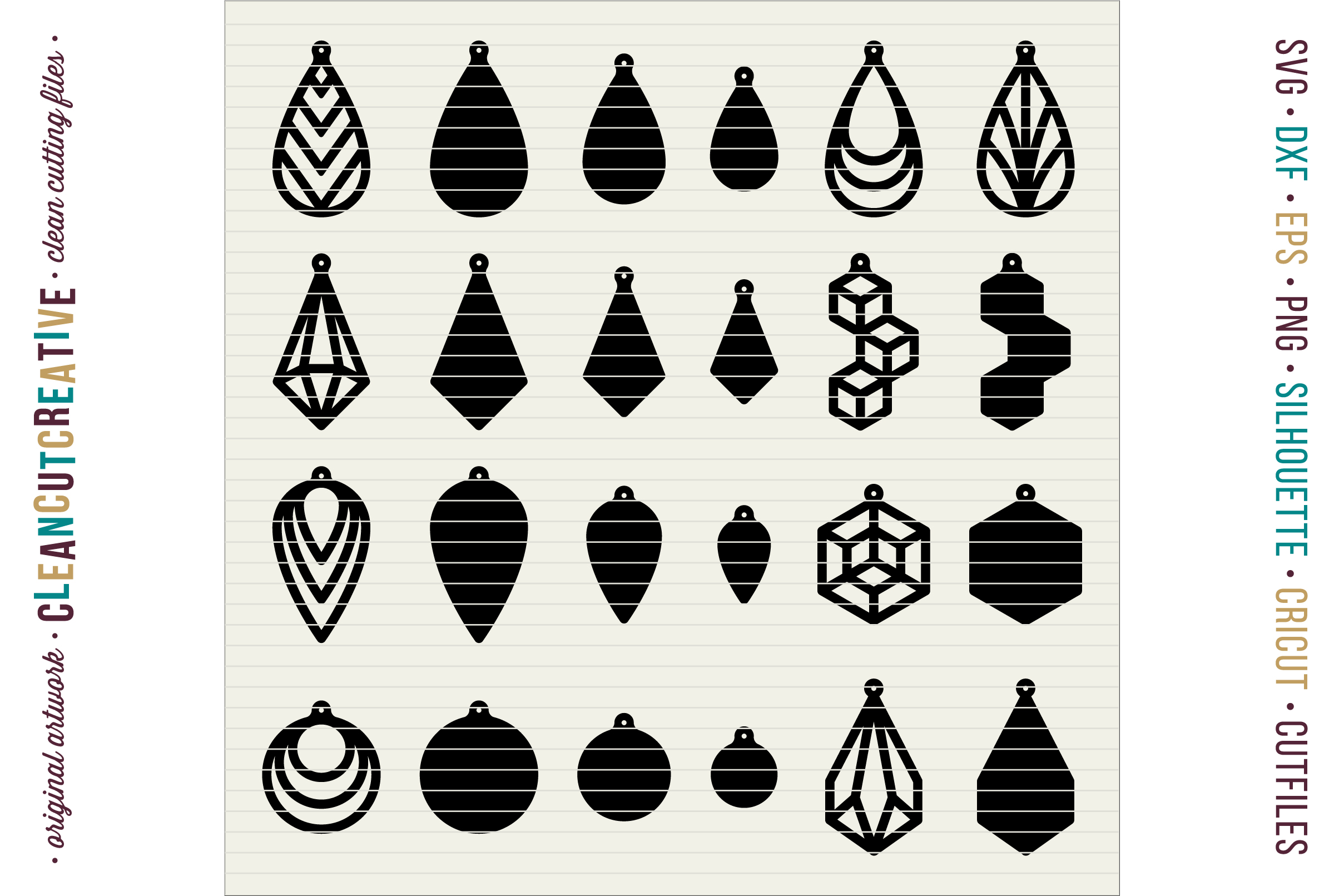Download Set of 24 Faux Leather Earrings - SVG D | Design Bundles
