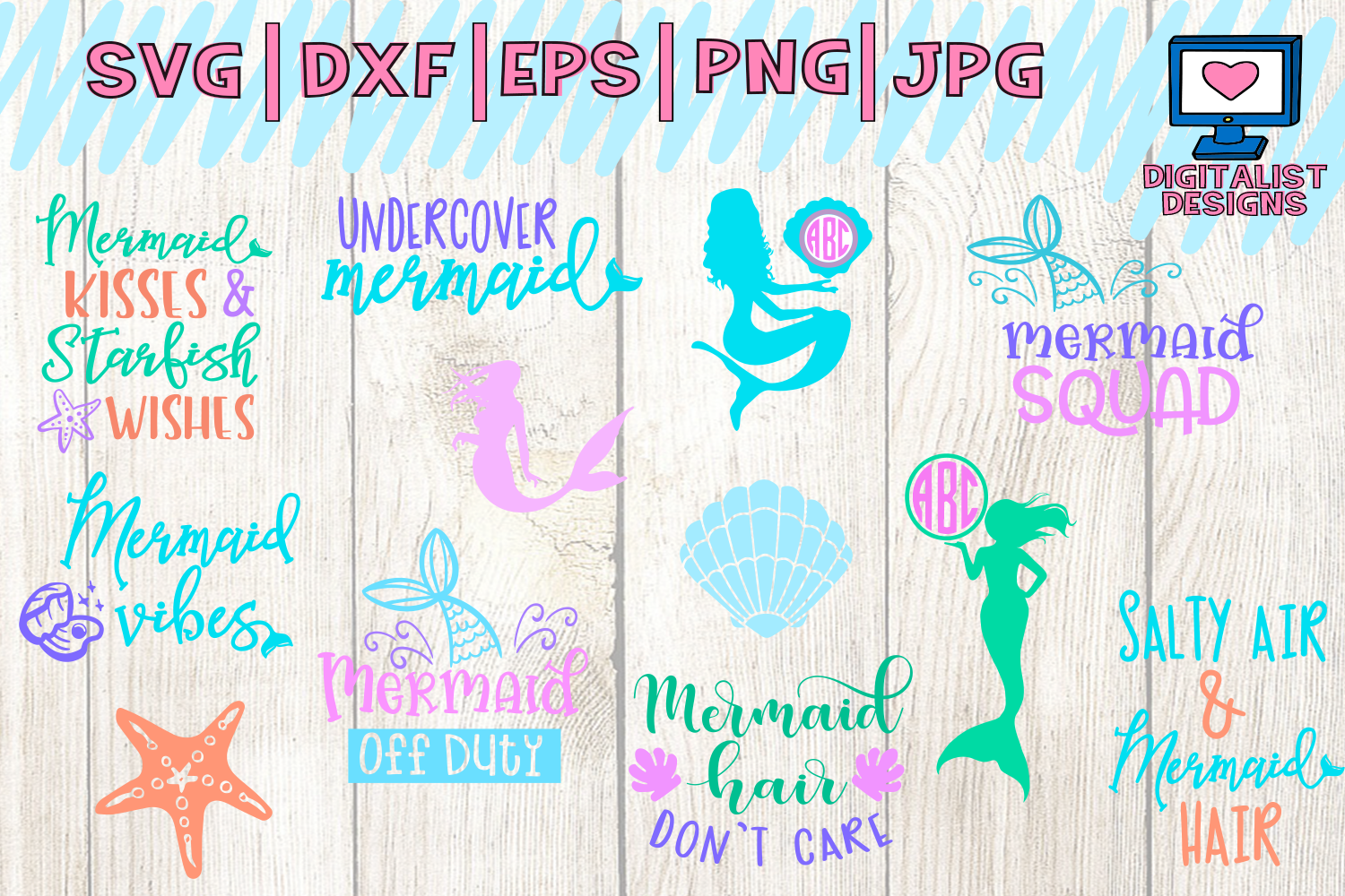 Download mermaid svg, mermaid party, mermaid tai | Design Bundles