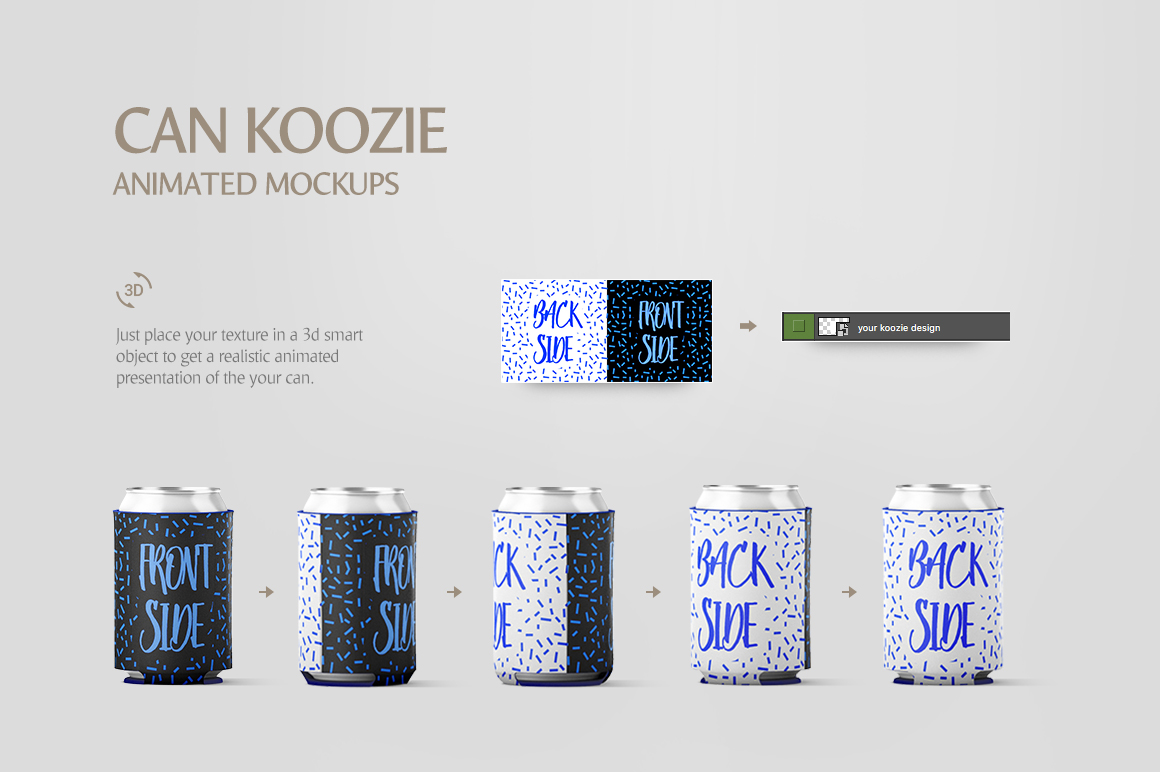 Download Can Koozie Animated Mockup (Beer can hu | Design Bundles