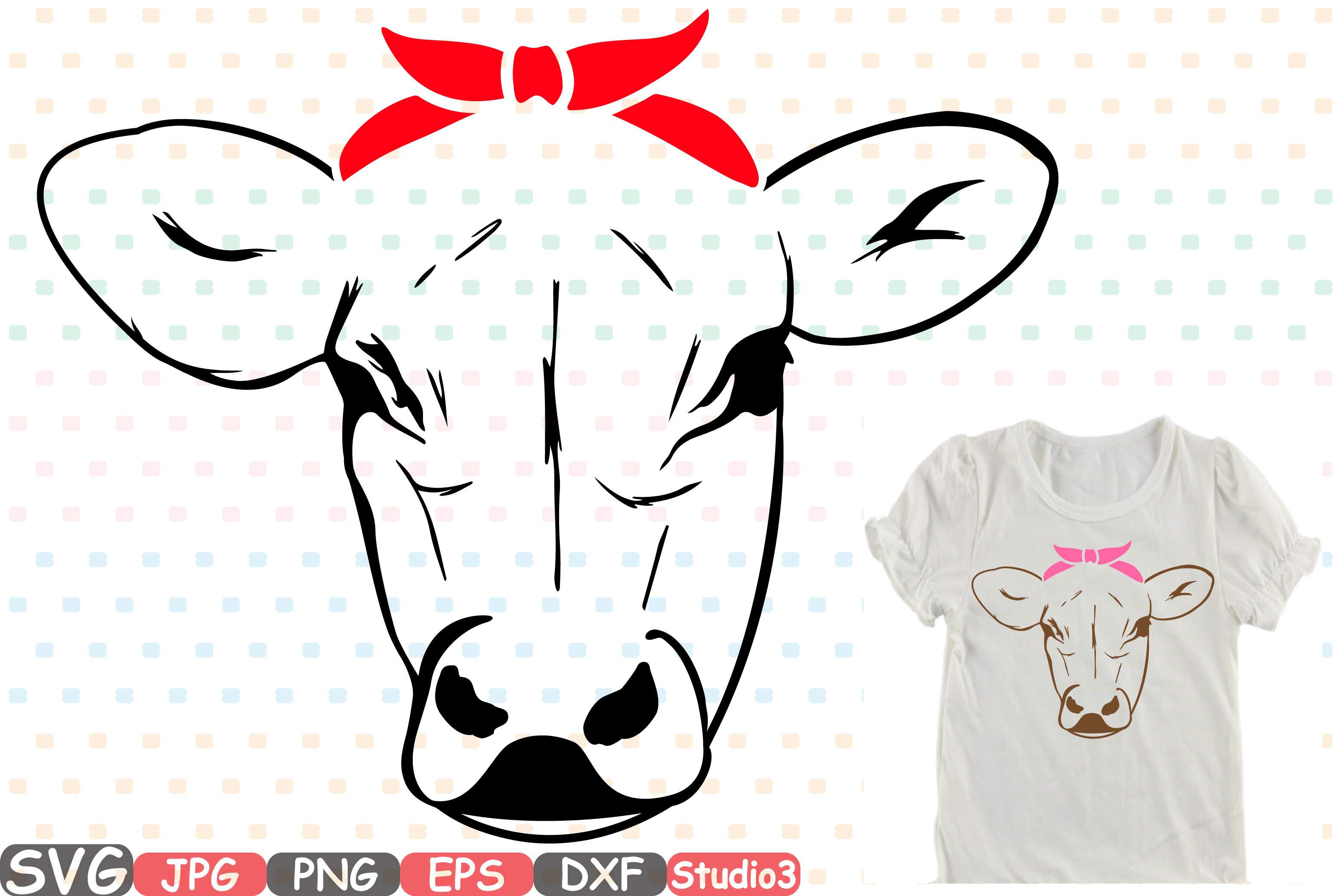 Download Cow Head whit Bandana Silhouette SVG Cu | Design Bundles