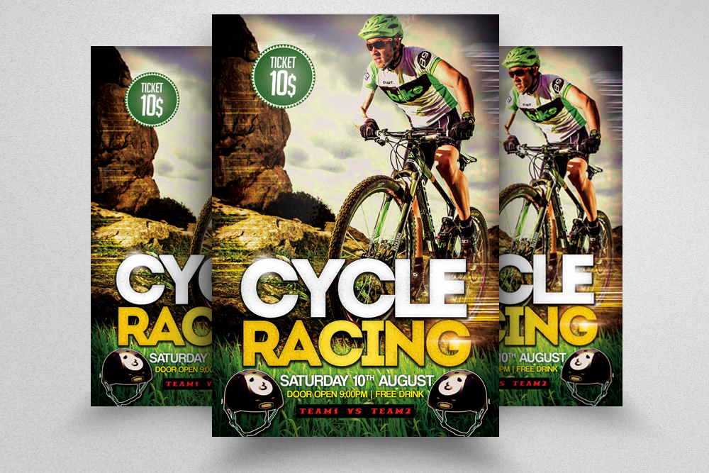 bicycle racing flyer template by design design bundles bike flyer template