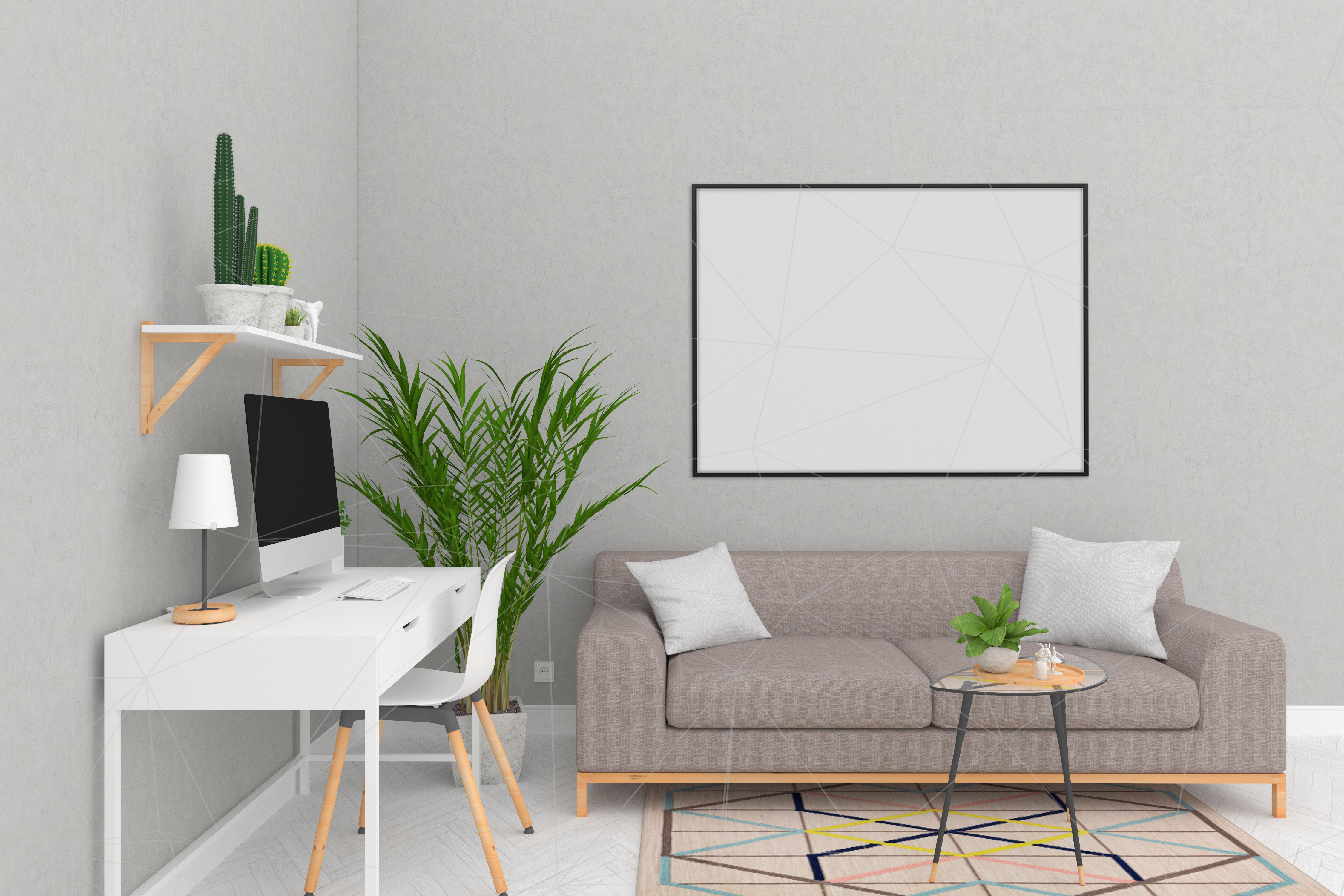 Interior mockup - blank wall mock up by | Design Bundles