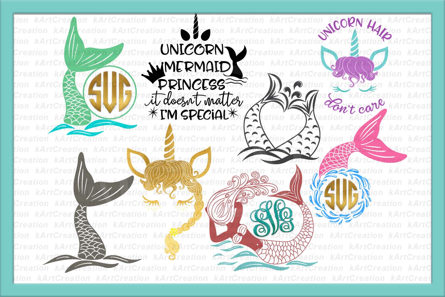 Download unicorn face svg, mermaid svg, princess | Design Bundles