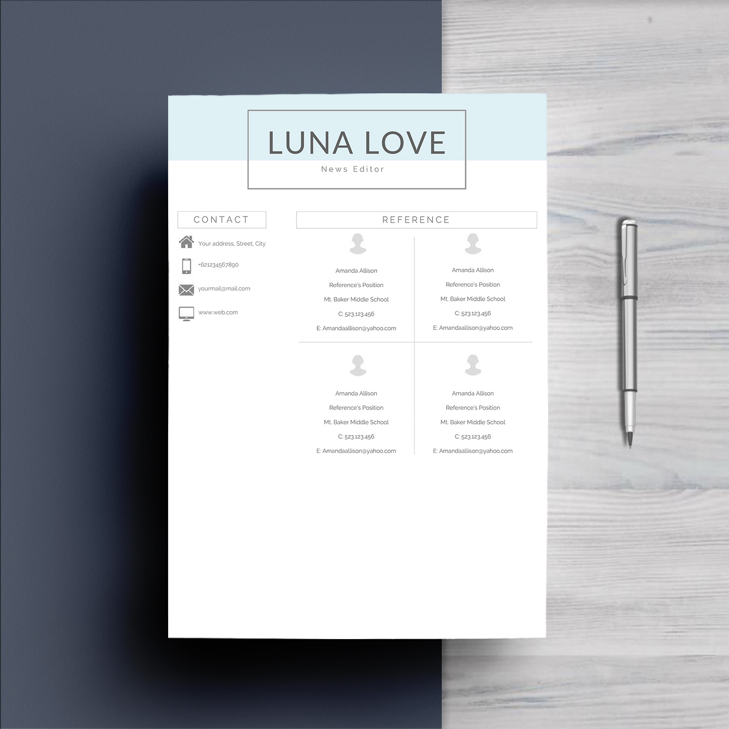 Professional 4 Pages Resume Template By | Design Bundles
