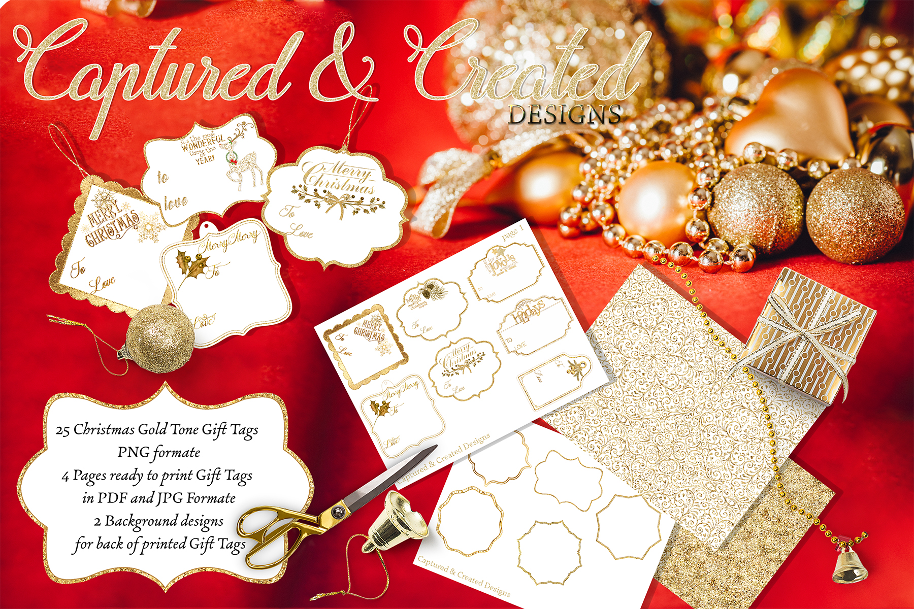 Diy 25 Christmas Glitter & Gold Gift Tags, Example Image Diy 25 Christmas Glitter & Gold Gift Tags, Example Image