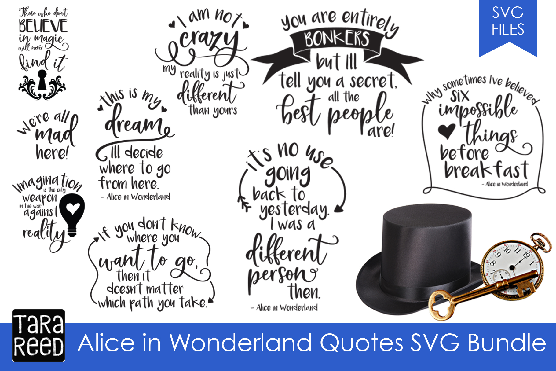 Download Alice in Wonderland Quotes svg bundle b | Design Bundles