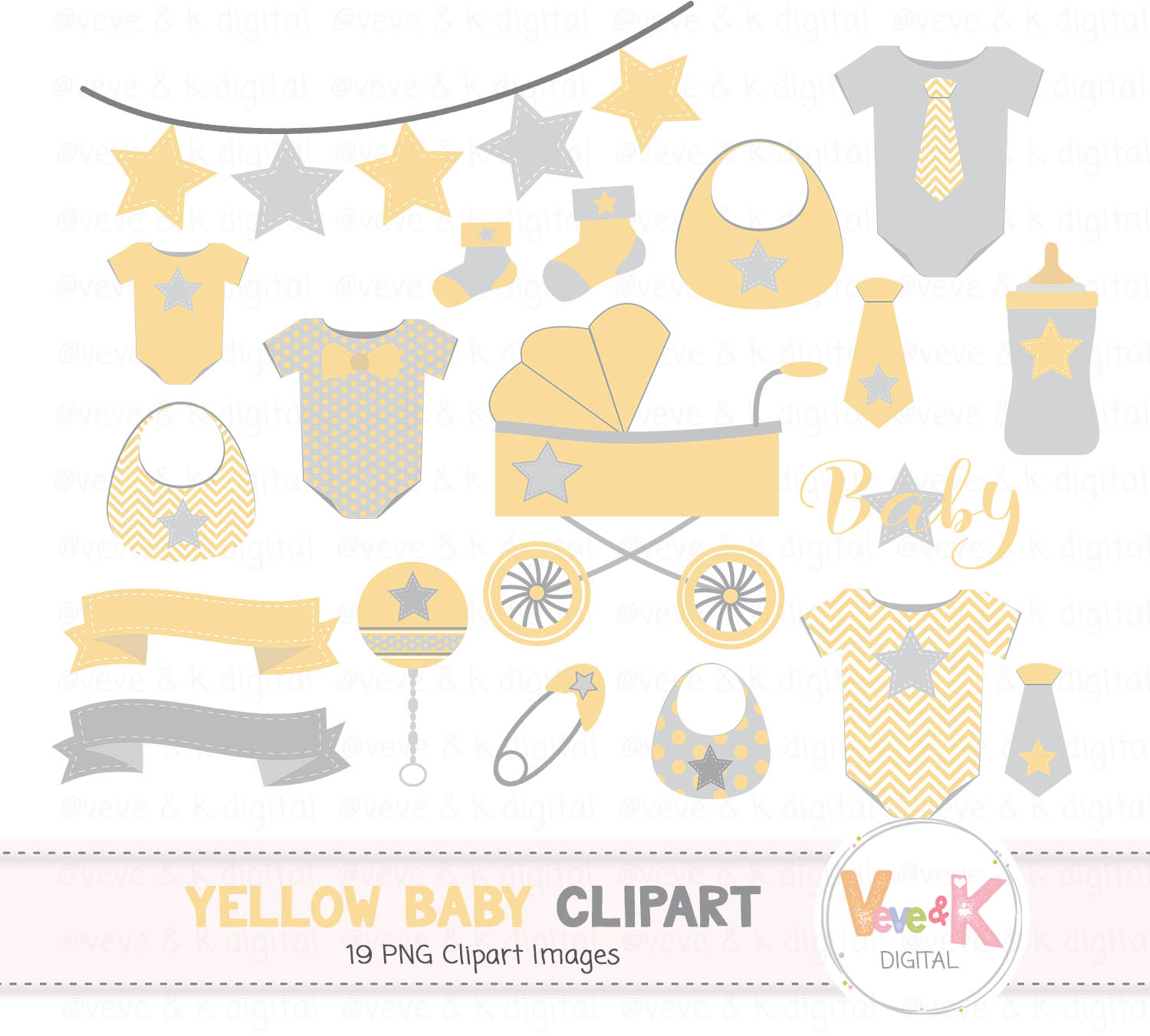 Yellow Baby Clipart, Gender Neutral Bab Design Bundles