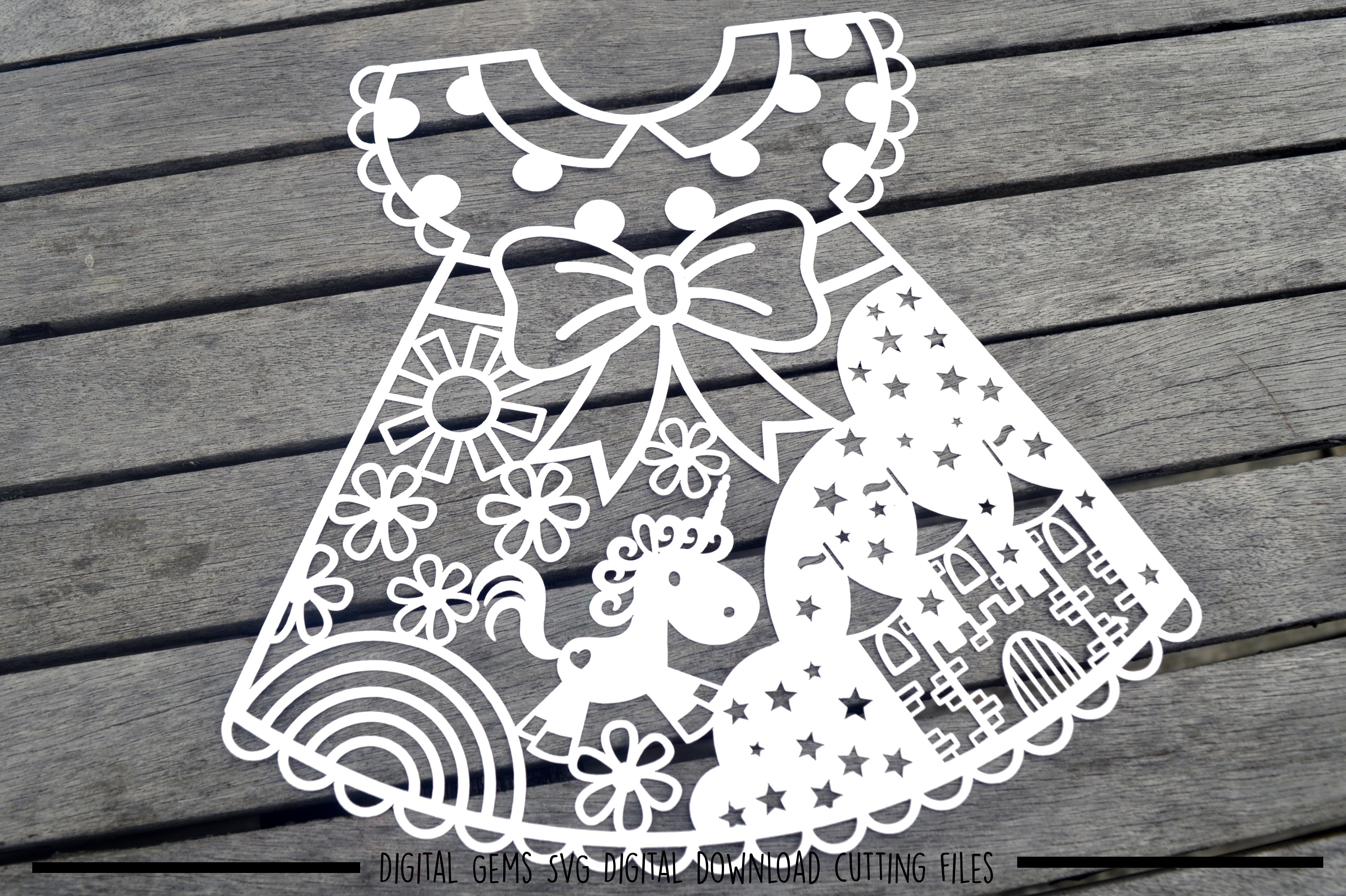 Download Unicorn dress paper cut SVG / DXF / EPS | Design Bundles