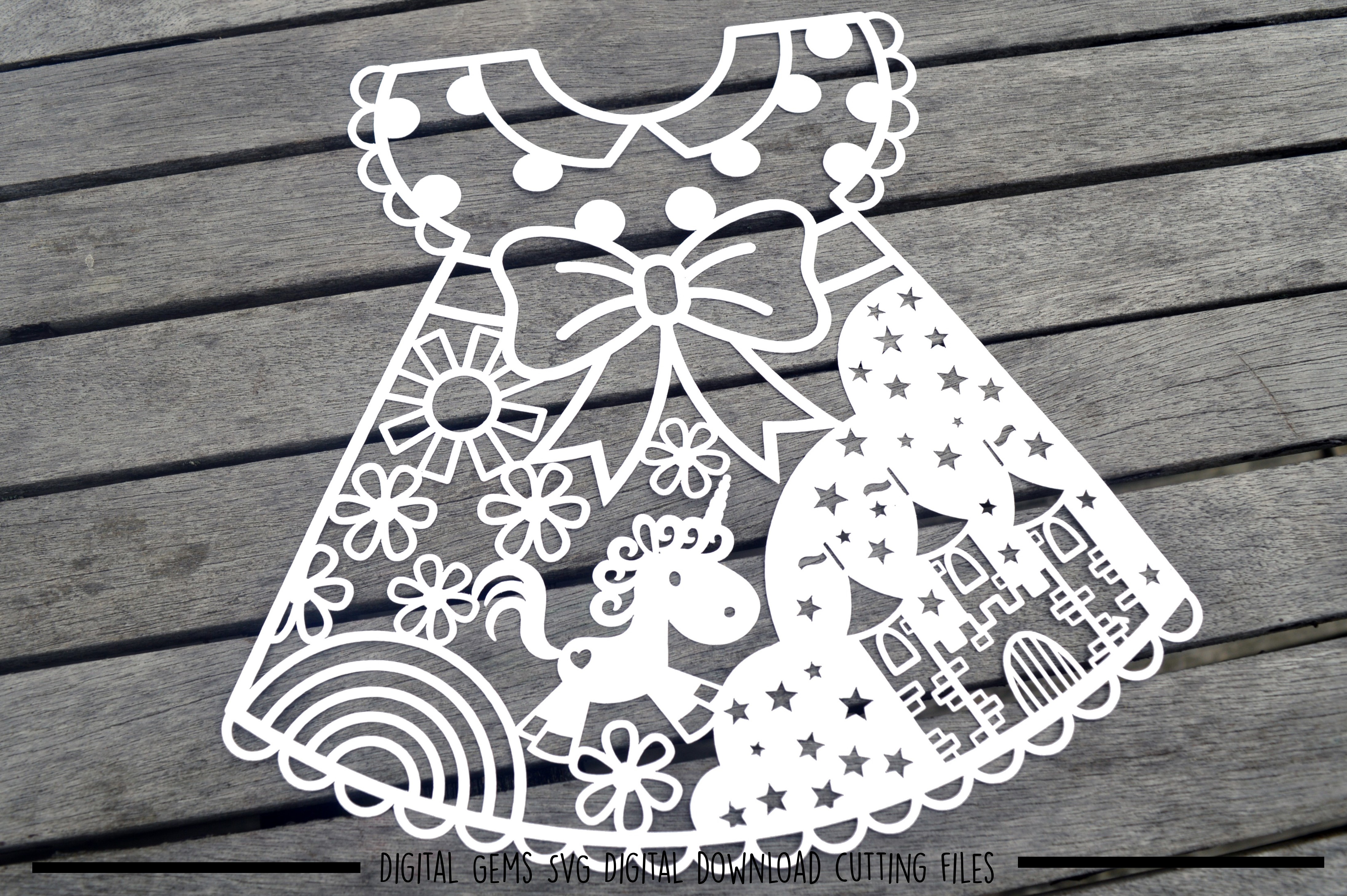 Unicorn dress paper cut SVG / DXF / EPS | Design Bundles