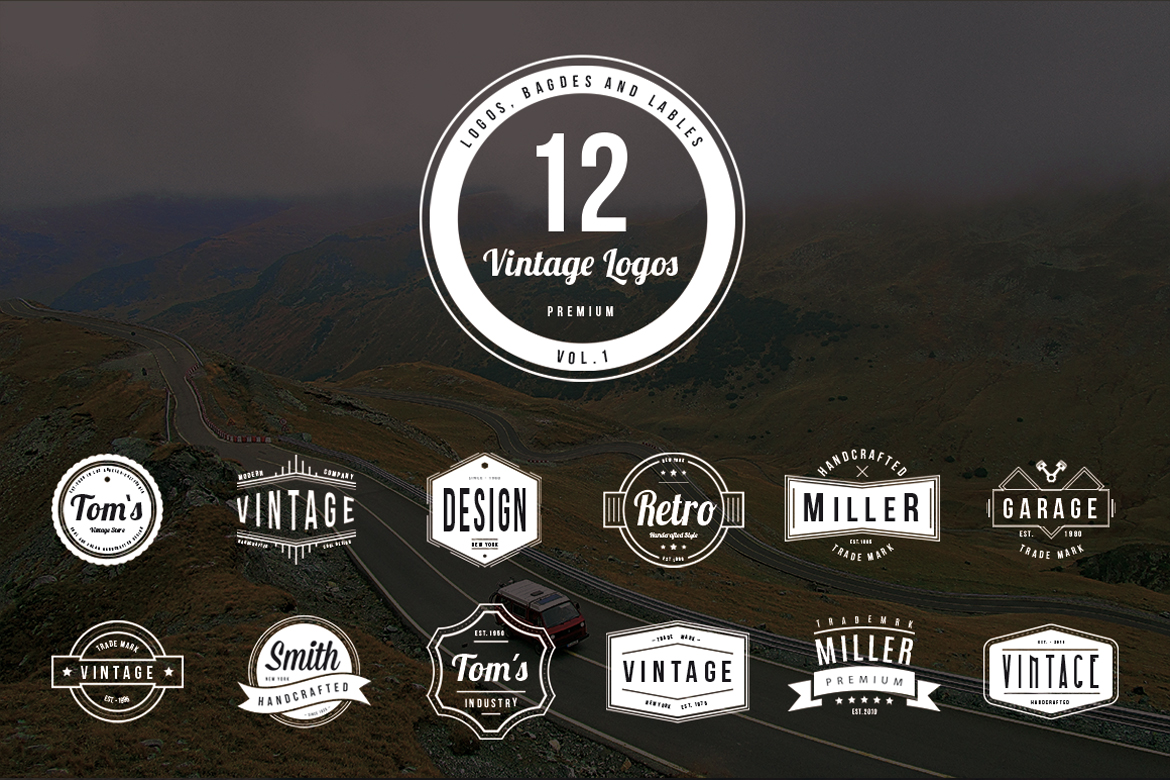 12 Vintage Logos / Badge Templates by P | Design Bundles