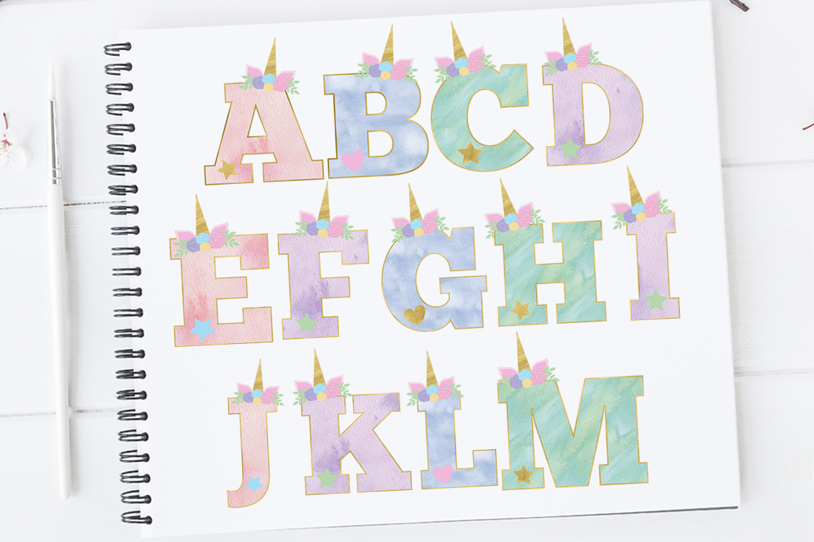 Unicorn Letters, Unicorn Letters Clipar | Design Bundles