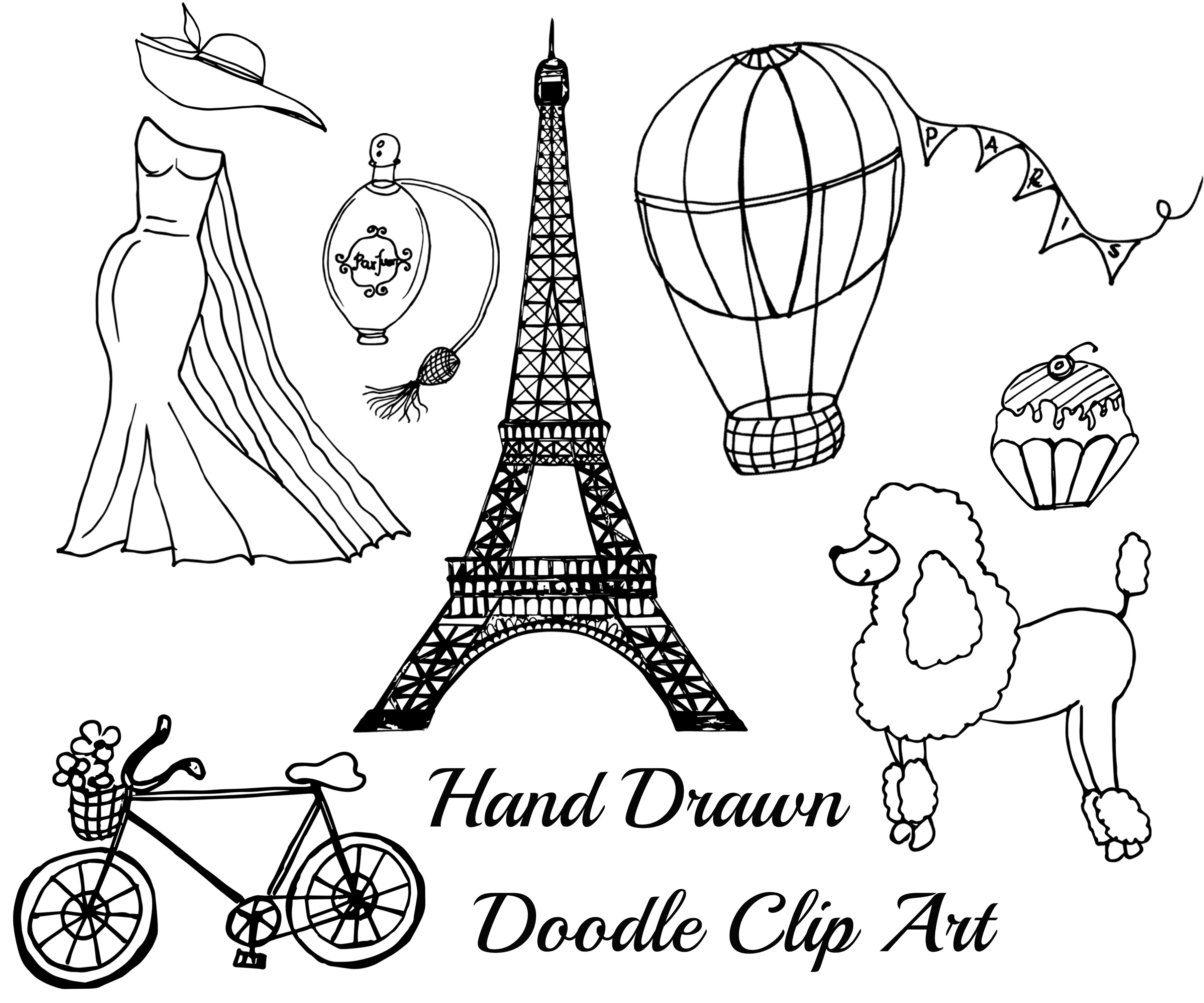 Download Doodle Paris Clipart by PrettyDesignStu | Design Bundles