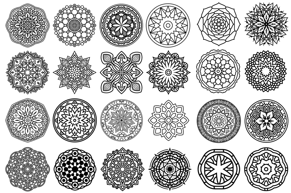 Download 100 Vector Mandala Ornaments by pixaroma | Design Bundles