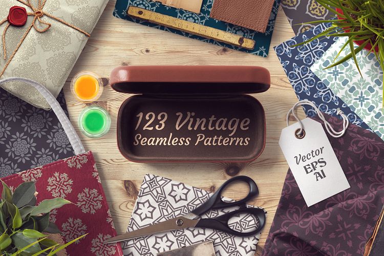 Download 123 Vintage Seamless Vector Patterns by | Design Bundles