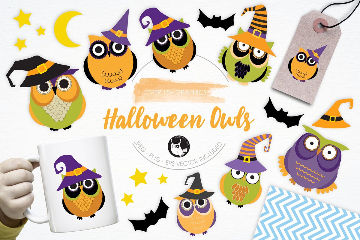 Halloween Owls graphics and illustrations example image