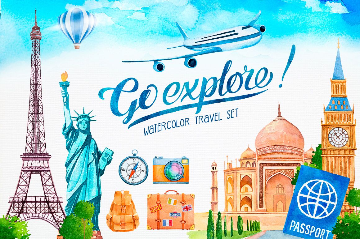 Go Explore - Watercolor Travel Set example image