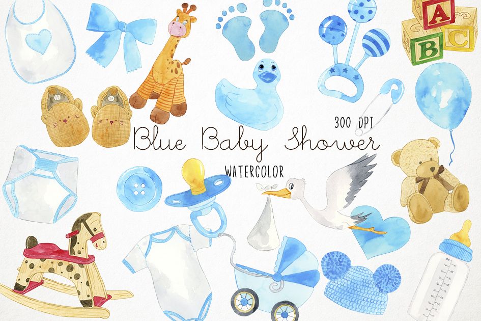 Download Watercolor Baby Shower Clipart, Baby Bl | Design Bundles