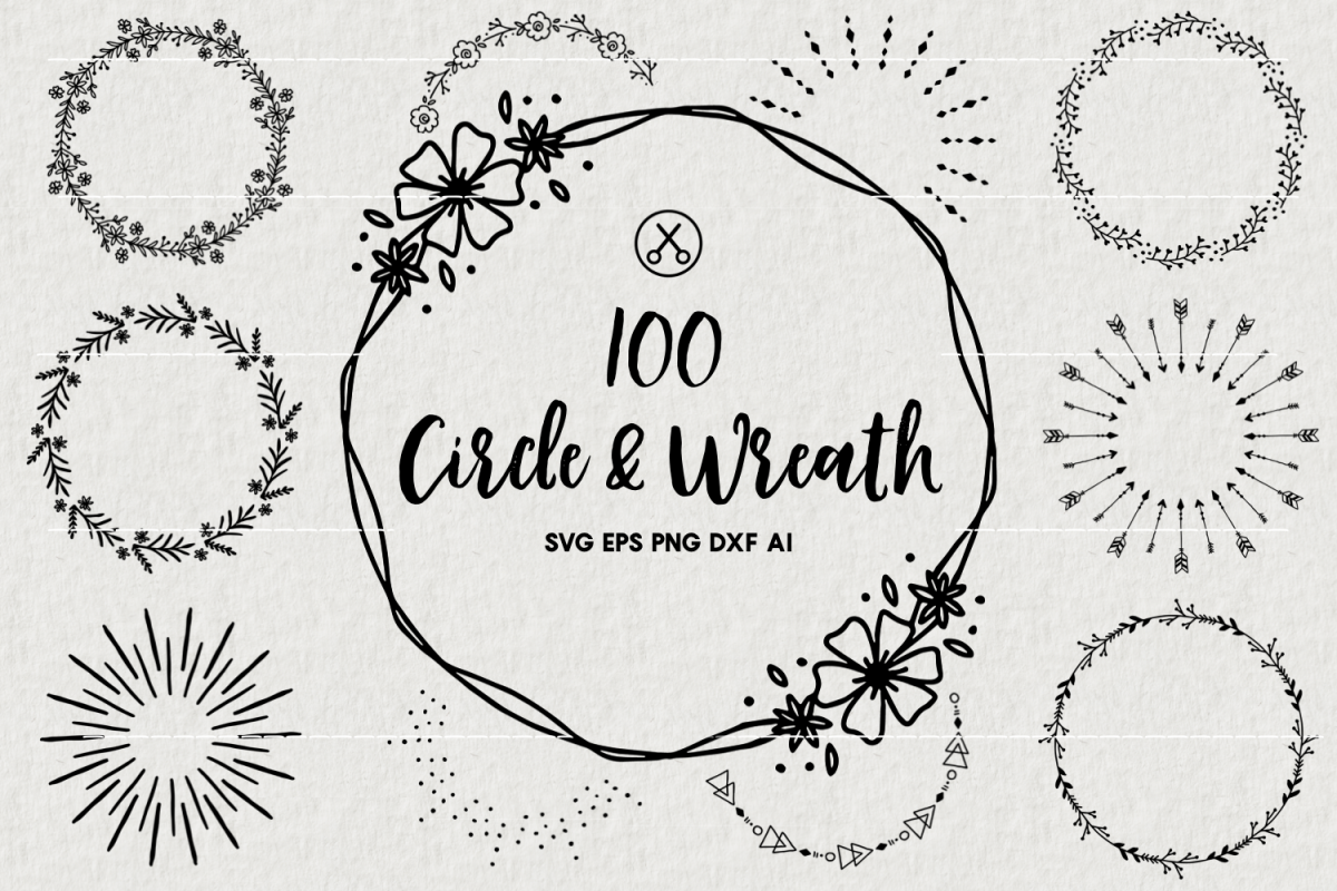Download 100 Wreaths and Circles SVG by 19TH STU | Design Bundles