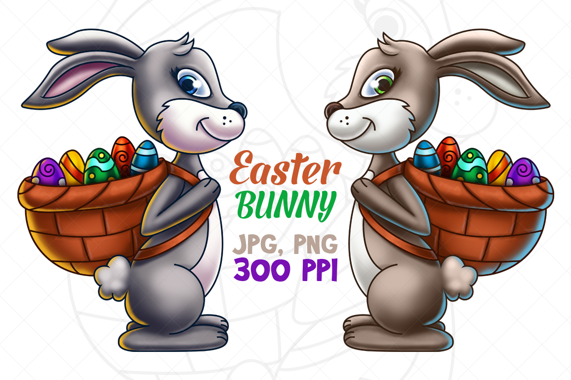 Easter Bunny Carrying Eggs - Digital Painting example image
