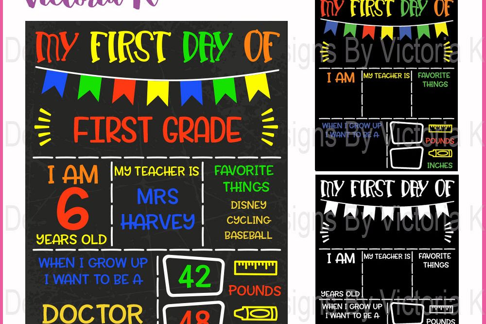 First day of school board, chalkboard style svg file, SVG, DXF, EPS Files, Cricut Design Space, Vinyl Cut Files example image