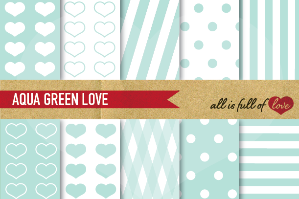 Aqua Green Digital Paper Mint Background Patterns example image