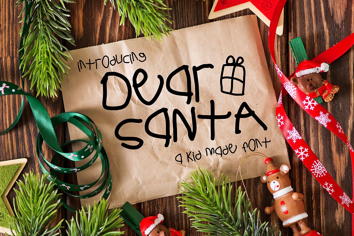 Dear Santa a Kid Made Font example image