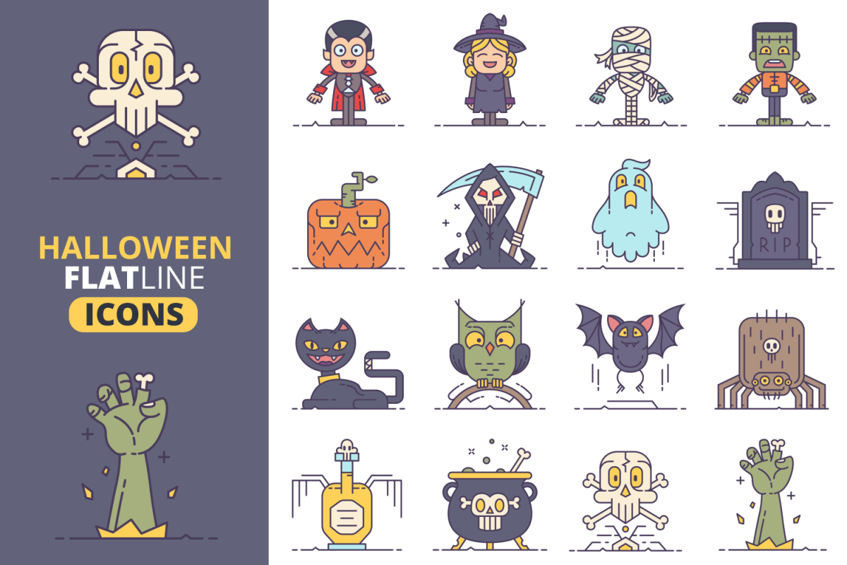 Halloween Flat Line Icons Vol.2 example image