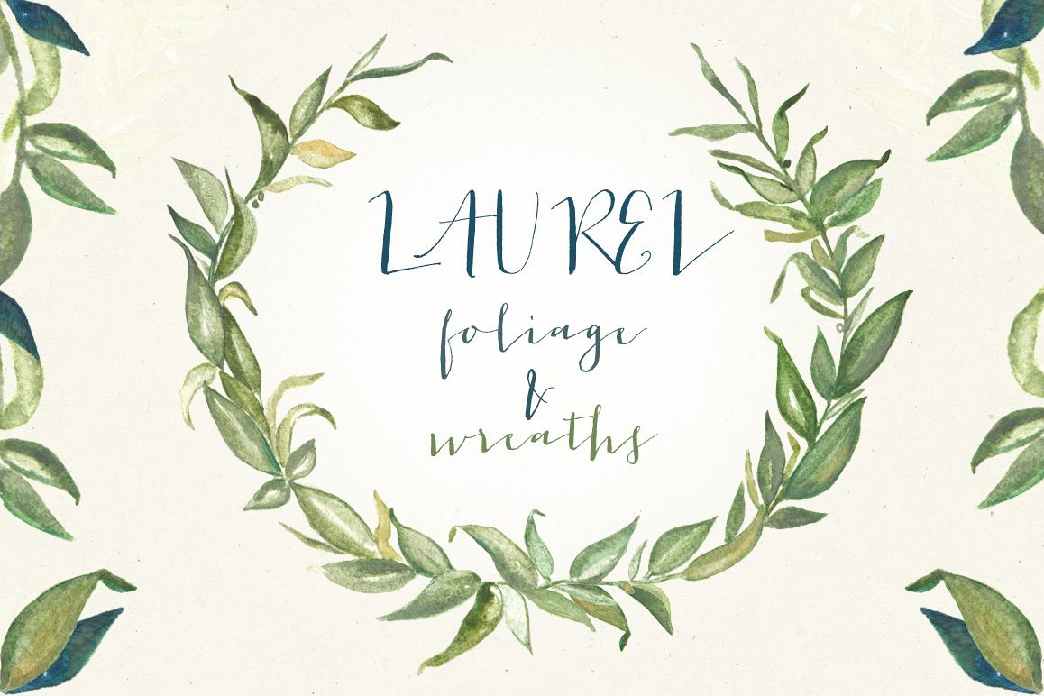 Laurel Foliage Wreaths Watercolor By Design Bundles