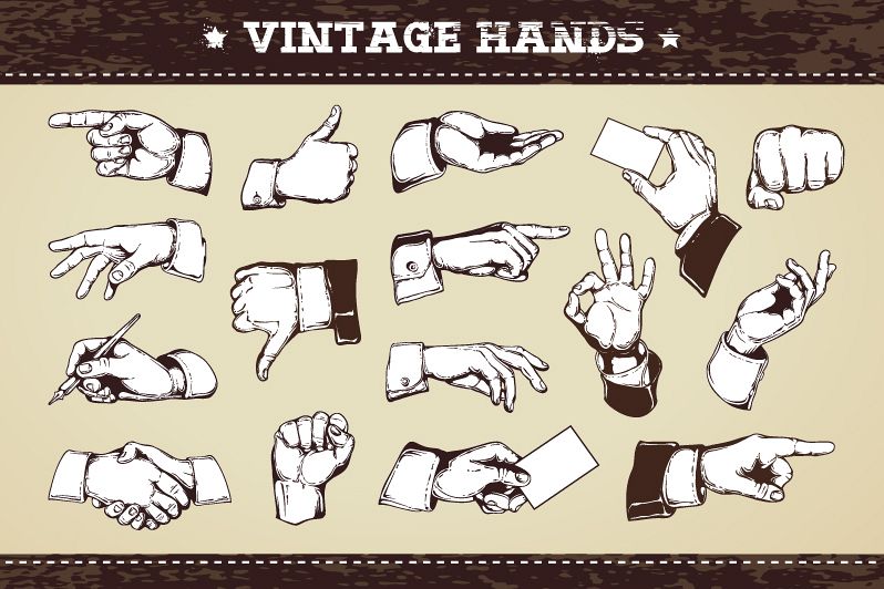 Vintage Hands | Vector Icons example image