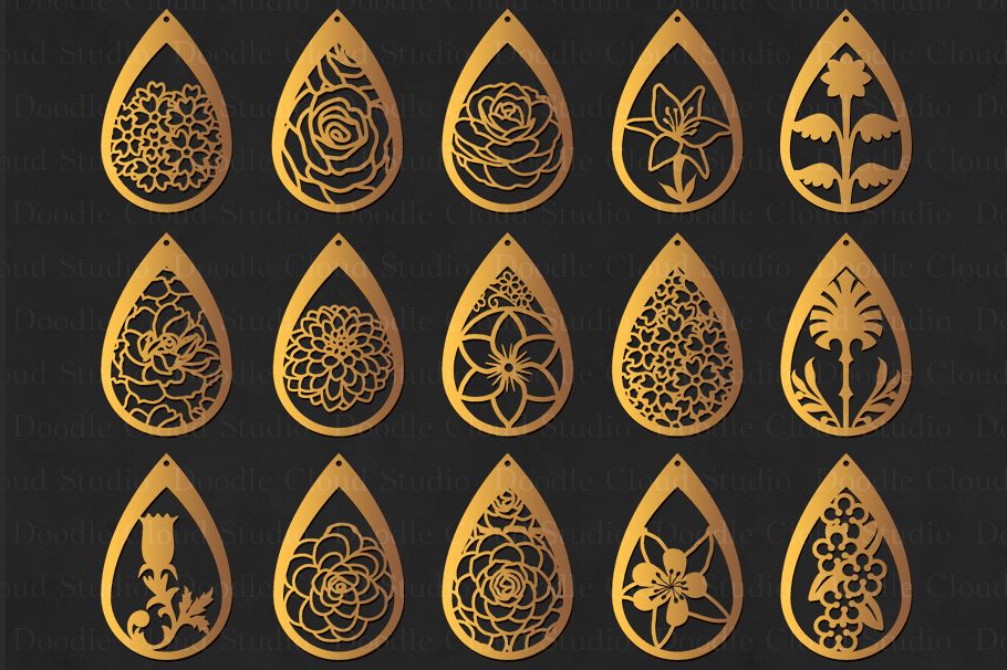 Download Floral Earrings SVG, Teardrop Earrings, | Design Bundles