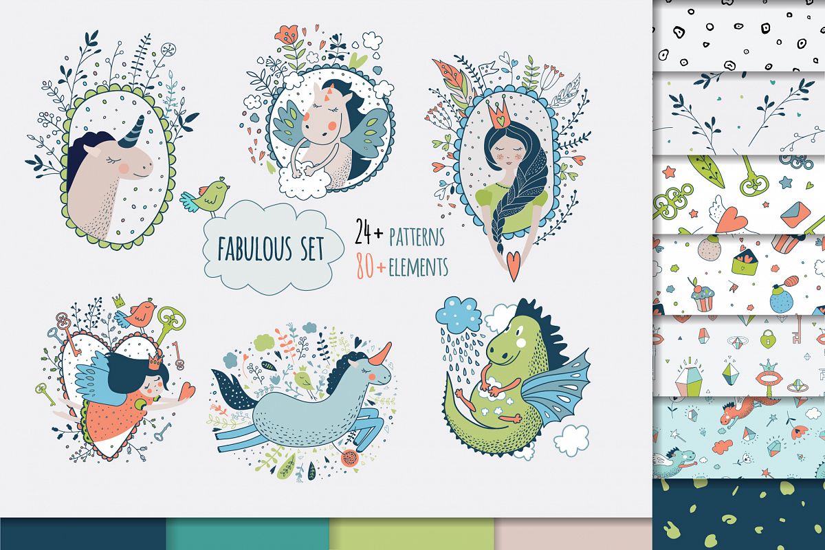Vector set. Cute princess collection example image