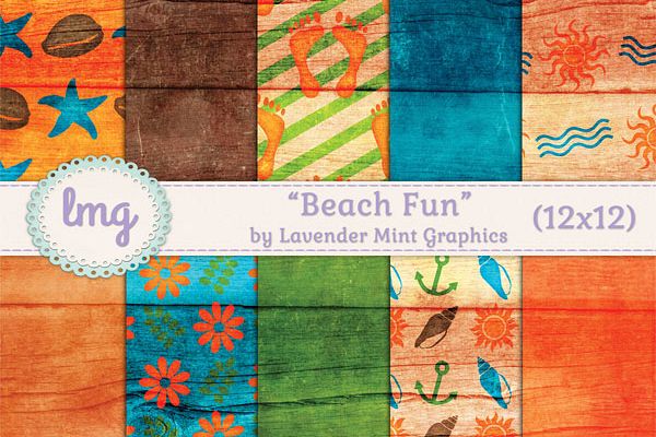 Beach Fun Digital Scrapbook Paper example image