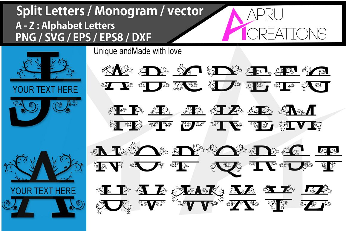 Split Letters Svg / monogram vector svg | Design Bundles