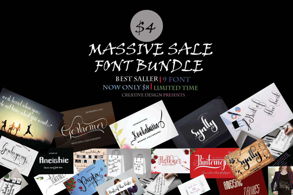 MASSIVE SALE FONT BUNDLE example image