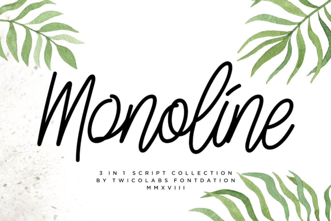 3 in 1 Monoline Script Font example image