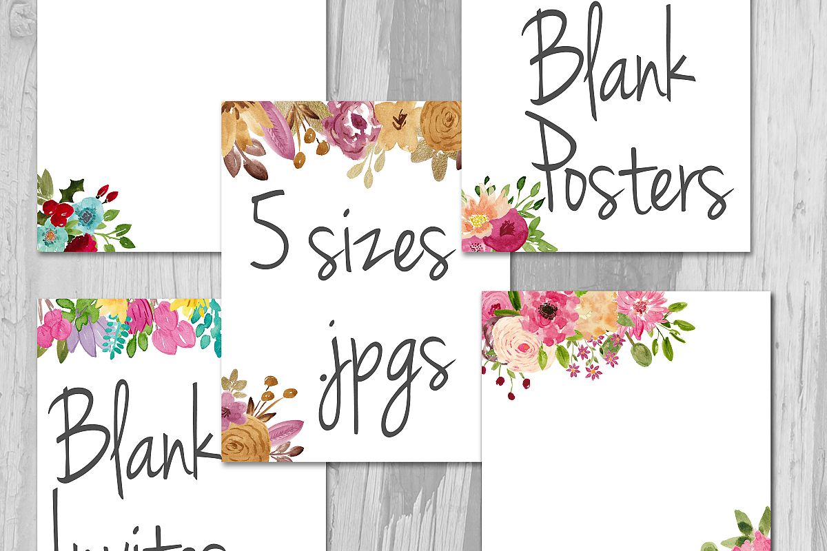 watercolor blank flyers blank invitatio design bundles blank flyers
