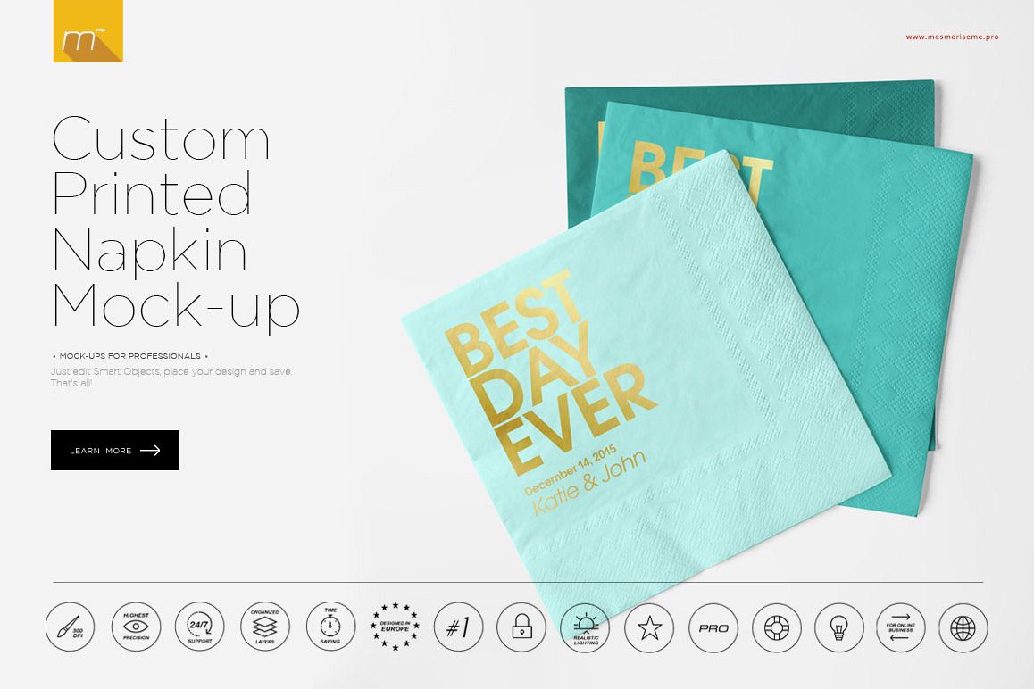Download Custom Printed Napkin Mock-up by mesmer | Design Bundles