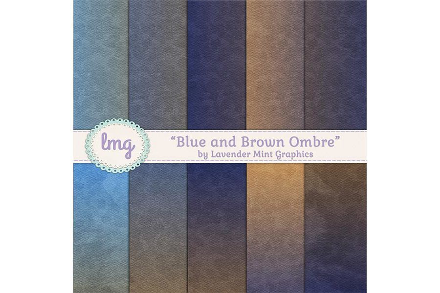 Blue and Brown Ombre Digital Papers example image