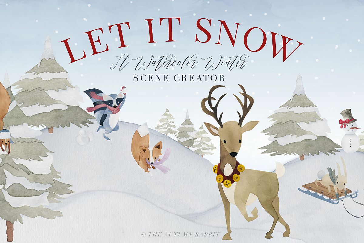 Watercolor Winter Scene Creator example image
