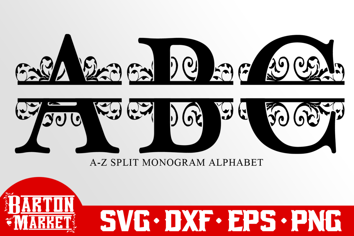 Split Letters A-Z Alphabet SVG DXF EPS PNG example image