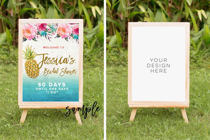 tropical summer mock up, summer mock up frame, summer wedding party frame, digital frame sign, landscape mock up, vertical mock up, PSD example image